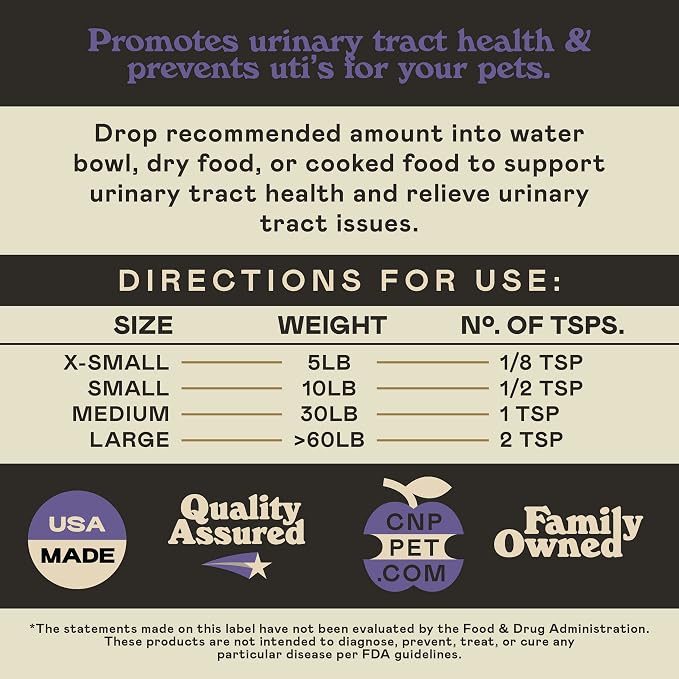 CNP Organic D'Mannose Powder for Pets 4oz - Powder D Mannose Support for Dogs Cats, Pure D-mannose Blend, Easy Mix Urinary Wellness Aid, Non GMO Made USA Animal Supplement Health Care Use Formula