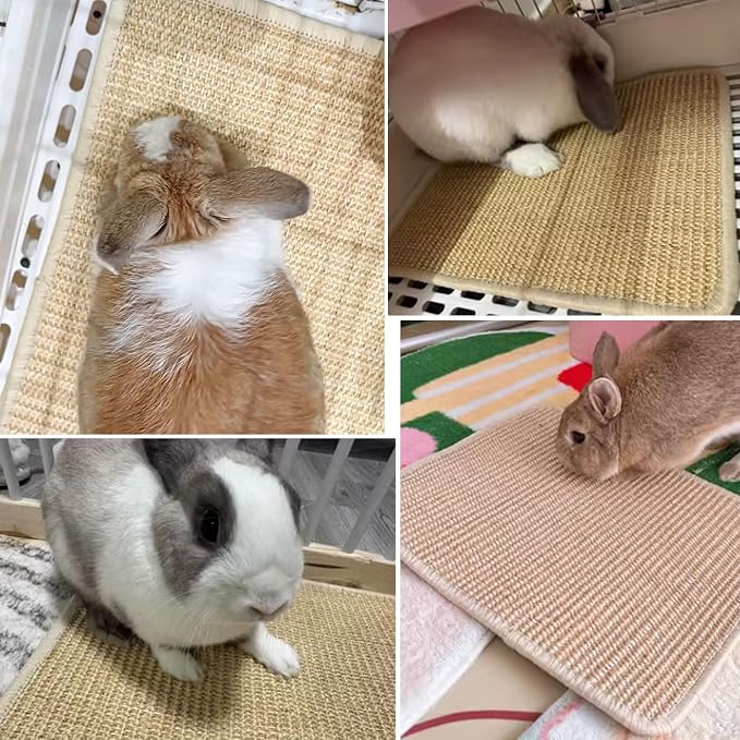 1PCS Rabbit Scratch Mat Natural Bunny Scratching Pad Claws and Teeth Care Rabbit Mats for Cages Rabbit Chew Toys for Bunny Pet Cage Bedding for Biting Sleeping Nesting, 24x16