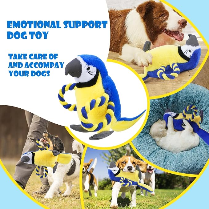 Rechargeable Interactive Moving Duck Dog Toy & Squeaky Parrot Dog Toy