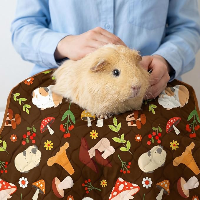 Guinea Pig Cage Liners, 2 Pack 49x24in Washable Guinea Pig Bedding, Waterproof Reusable & Anti Slip, Super Absorbent Guinea Pig Pee Pad for Small Animal, Rabbit, Bunny, Chinchilla, Brown