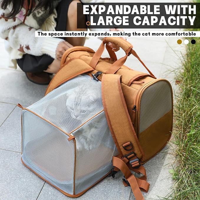 Pet Carrier Backpack, Expandable & Collapsible, Breathable Mesh Design, Portable Travel Bag for Large/Medium/Small Dogs, Cats & Puppies