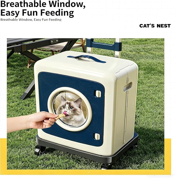 Pet Carrier with Wheels Foldable Cat Carrier, 3-Level Adjustable Handle 360° Wheels, Detachable Multi-Use Rolling Pet Travel Carrier for Cats & Small Dogs, Portable Outdoor Travel Pet Crate (Yellow)