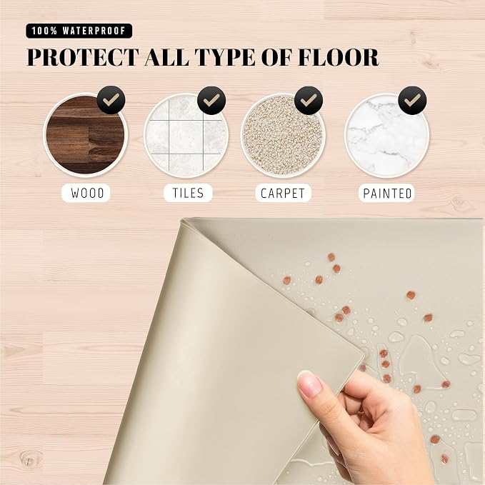 AVERYDAY 100% Waterproof Thicker Silicone Dog Food Mat, 0.63'' Raised Edge Bowl Mat for Food & Water, Non Slip Pet Feeding Placemat for Messy Drinkers, Perfect for Large Medium Small Breeds, 32"x24"