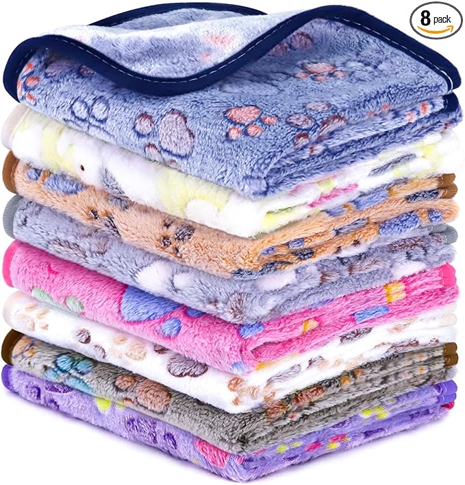 8 Pcs Washable Guinea Pig Bedding Absorbent Small Animal Cage Liners Reusable Guinea Pig Fleece Blankets Waterproof Pet Pee Pad Sleep Mat Pad Cover for Rabbit Ferret Chinchilla Hamster