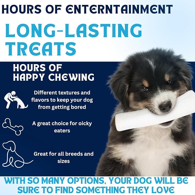 Dog Treat Variety Box - Variety Box Consists of 5 Pig Ears, 3 Yak Cheese Chews, 3 Bully Sticks, 2 Cow Ears, and 1 Dog Bone - Long Last Dog Chew Treats - All Treats are 100% Natural