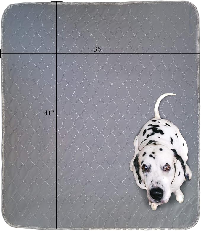 Washable Pee Pads for Dogs | Non-Slip Quick Dry| Fast Absorbing Wee Mat for Playpen Housebreaking Indoor Potty Training Whelping Incontinence Travel (2-Pack 36x41in, Grey Extra Padded)
