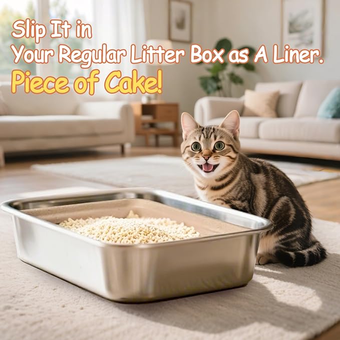 Disposable Litter Boxes for Cats Leak-Proof: 6-Pack Odor Control Sustainable Large Kitty Tray for Travel/Indoor Use