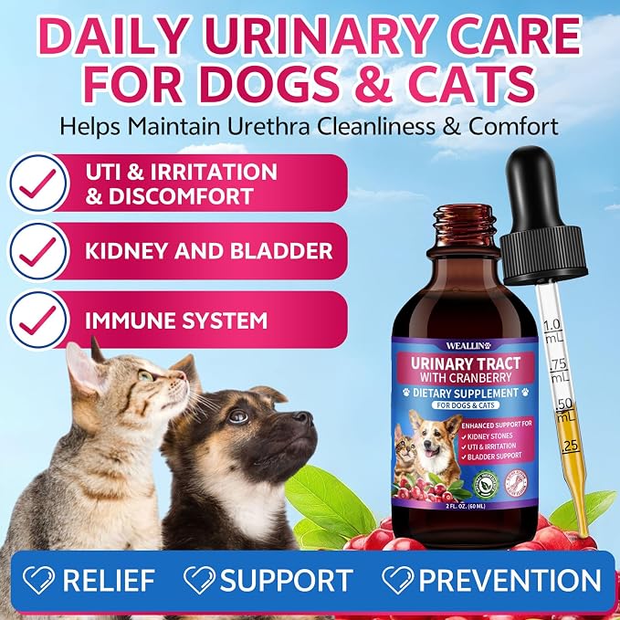 Cat Constipation Relief & Cat & Dog Natural Urinary Tract Infection Treatment with Cranberry Bundle, Digestive Comfort & Bladder Wellness, Natural Herbal Liquid Supplements