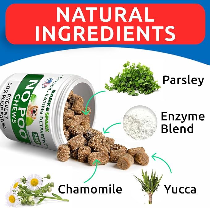 No Poo Chews for Dogs - Stool & Coprophagia Deterrent w/Probiotics, Digestive Enzymes & Breath Aid Support - Stop Dog Poop Eating - Made in USA (180Ct)
