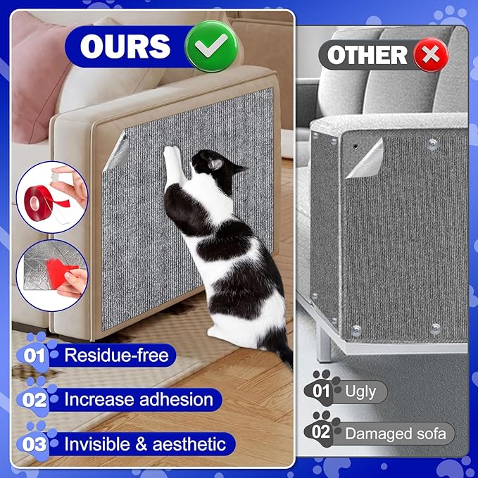 ENONCI Anit Cat Scratch Couch Furniture Protector,78.7x15.8 Cat Wall Corner Scratcher Pads Mat,DIY Climbing Scratching Carpet Post Board Replacement