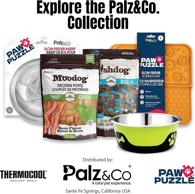 Palz&Co Paw Puzzle 2-in-1 Slow Feeder & Lick Mat for Dogs and Cats, Dry and Wet Food, Dishwasher Safe Silicone, Small 8"x8", Orange
