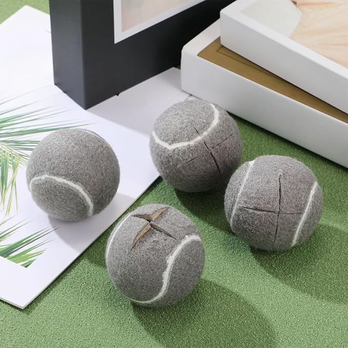Macarrie 12 Pcs Precut Tennis Balls for Chairs Glide Balls Bulk Chair Leg Floor Protectors Chair Foot Covers with Storage Bag for Furniture Leg Floor Protection