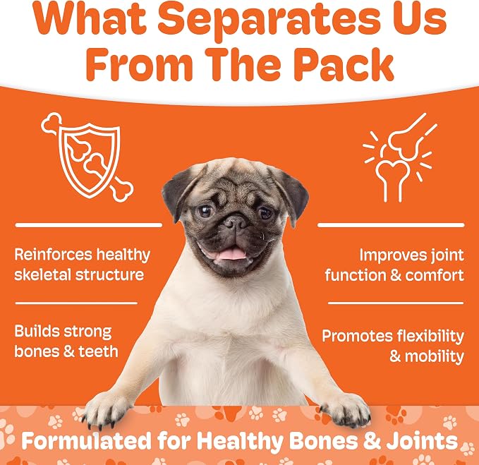 Boneo Canine Lactoferrin for Dogs - Bone & Joint Supplement for Dogs, Supports Bone Strength, Joint Health & Mobility, Liver & Sausage Flavor, 90 Ct Dual Pack Chewable Tablets