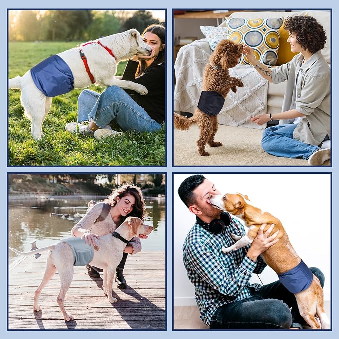 Pet Soft Dog Belly Band - 3 Packs Reusable Dog Diapers Male Doggy Diapers Wraps - Washable Dogs Belly Bands for Male Dogs (Classic, M)