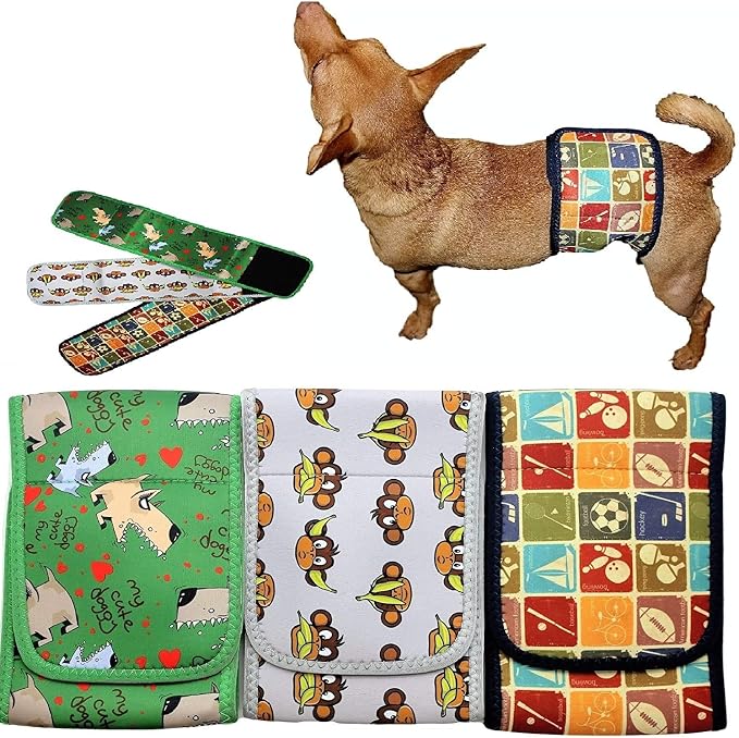 Set - 3pcs Dog Diaper for Male Belly Band Neoprene Reusable Washable for Small and Big Large Dogs Puppy (Set of 3 Colors, XXL: Waist 21" - 25")