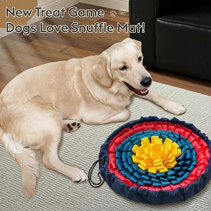 FunFurry Snuffle Mat for Dogs, Dog Puzzle Mat, Interactive Dog Toys for Enrichment,Sniff Mats with Non-Slip Backing,Suitable for Breeds and Sizes of Dogs (Floral, 17" Bowl)