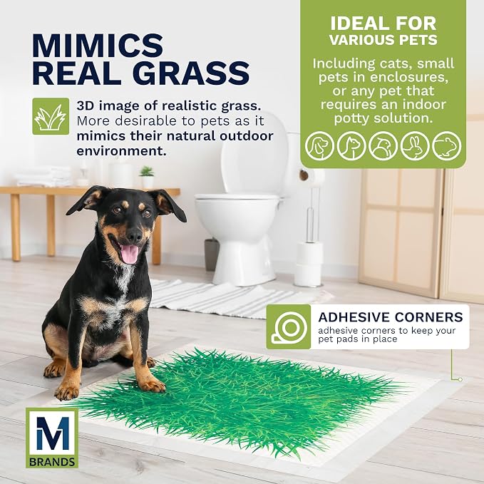 Big Dawg Pet Supplies Absorbent Puppy Pee Pads for Dogs & Cats – XL 28x34in Disposable Pet Pads – Handy Grab-n-Go Box – Potty Training & Housebreaking Supplies – Color, Grass – 30pc