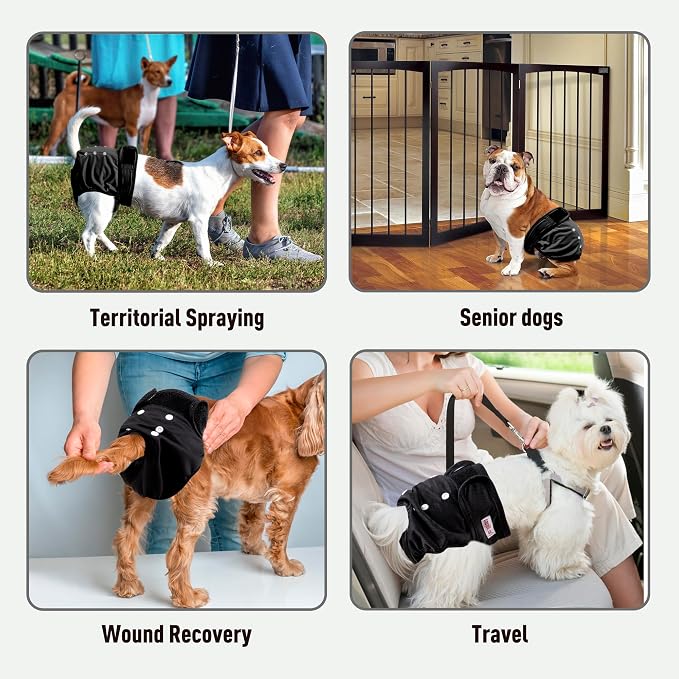 Washable Reusable Female Dog Diapers(5 Pack) Small Medium Large Doggie Puppy & Doggy Dog Diaper, Period Panties in Heat X-Large Black