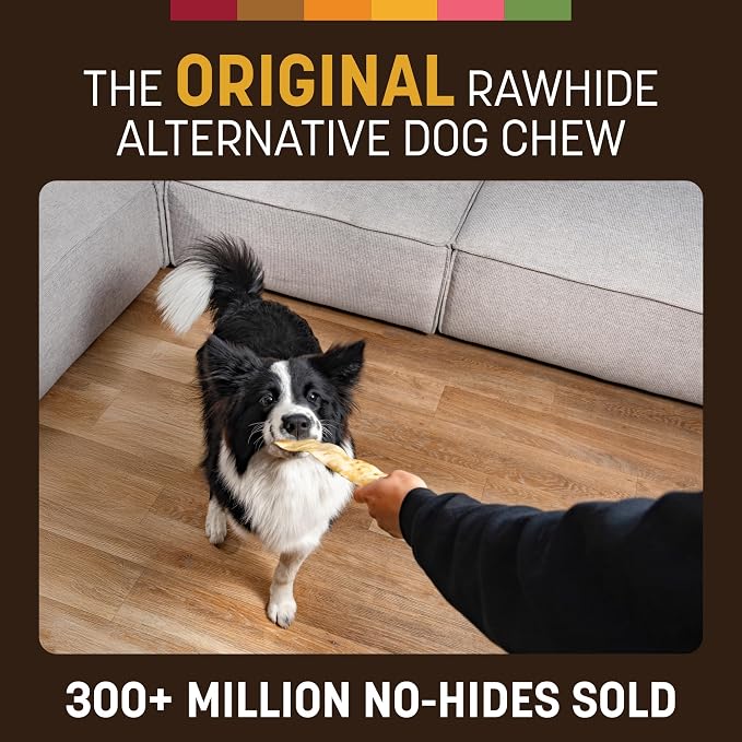 Earth Animal No Hide Strips - Natural Rawhide Free Dog Chew Strips, Peanut Butter - 4 Count