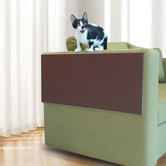 PinePaw Cat Scratch Furniture Protector - Trimmable Self-Adhesive Carpet DIY Climbing Cat Scratcher Pad for Couch Protector from Cat Claws Scratching Covering Cat Tower (Brown 11.8'' × 39.4'')