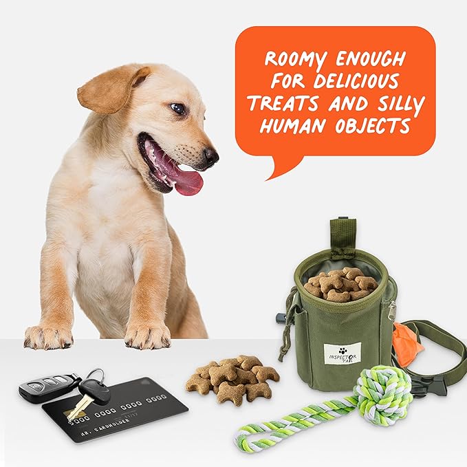 INSPECTOR TAIL Dog Travel Bundle | Licking Mat for Dogs with Treat Pouch, Silicone Spatula & Collapsible Bowl, Calming Training & Anxiety Relief Set