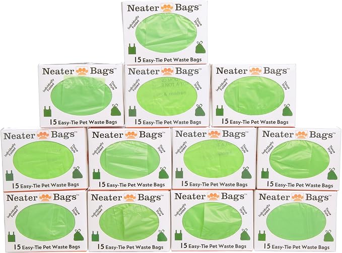 Neater Pet Brands Neater Bags Dog Waste Bag, No Rolls to Fuss With - Dog Poop Bags Dispense One at a Time, Doggie Poop Bag with Easy-Tie Handles (180 Count)
