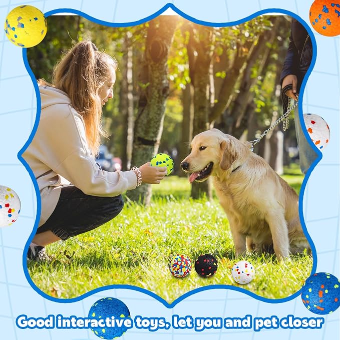 Lenwen 10 Pcs Dog Toy Balls Tennis Ball for Aggressive Chewers Interactive for Large Medium Small Puppy Boredom and Stimulating Bouncy Floating Rubber Toy(2.5 Inch,Glitter Color)