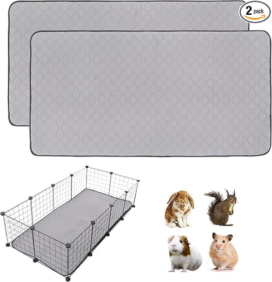 Guinea Pig Cage Liners, 28''X56'' Washable Guinea Pig Pee Pads, Non Slip Reusable Super Absorbent Guinea Pig Training Mat Bedding Fleece for Small Animals Hamster Rabbit Chinchilla Rat, 2Packs