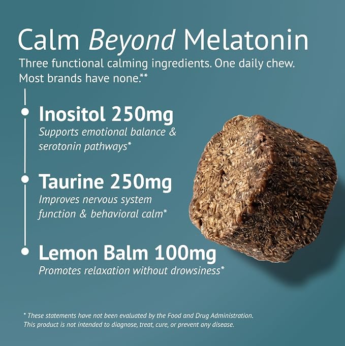 Calming Chews for Dogs - Dog Anxiety Relief and Calming Sleep Support with Theanine, Lemon Balm, Taurine & Inositol - Fireworks, Thunderstorms & Separation Anxiety - Made in USA - 60 Count