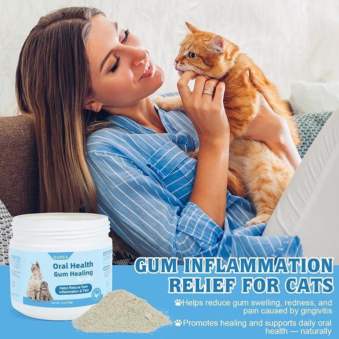 Oral Health for Cats, Cat Gingivitis Treatment, Reduce Gum Inflammation, Redness & Pain, Combats Gum Disease, Natural Plant-Based Active Formula, Cat Oral Care, Gums Health Treatment, 4 oz (113g)