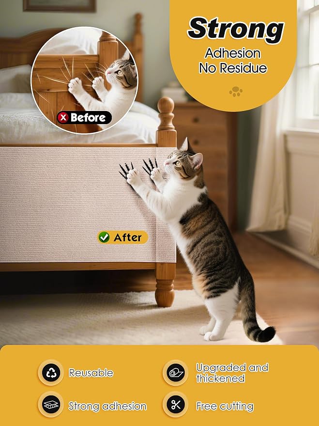 2PCS 39.4"x15.8" Cat Scratch Furniture Protector - Beige | Less claw damage, easier scratch-zone setup, worn post refresh, cleaner couch corners, softer look for cat homes