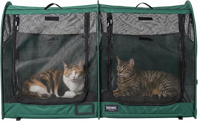 STURDI Small Cargo Pop-Up Pet Kennel, Double Compartment | Collapsible Travel Pet Crate for Cats & Dogs | Easy to Fold with Portable Carry Bag