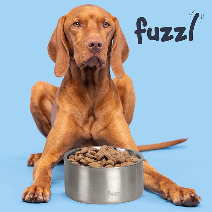 Fuzzl Titan Thermal Bowl 8 inch - Brushed Stainless Steel Insultated Thermal Bowl for Indoors and Outdoors with Rubber Base - Versatile Bowls and Dog Water Bowl for Hydration and Feeding