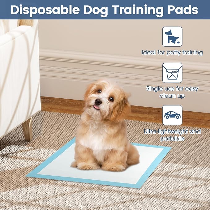 Giantex Dog Pee Pads 300 Count, 18" x 13" Puppy Training Pads for Small Dogs & Puppies, Super Absorbent Leak-Proof Disposable Potty Pads for House Training, Indoor & Outdoor Use