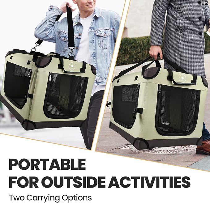 PEGIC Extra Large Cat Carrier, Brown | Soft Sided Collapsible, For Car Travel, Outdoor and Indoor Uses, Roomy Extra Large for 2 Kittens or Pets up to 50lbs