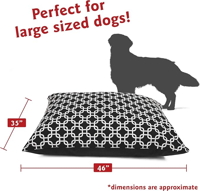 Majestic Pet Rectangle Large Dog Bed Washable – Non Slip Comfy Pet Bed – Dog Crate Bed Super Value Pillow Dog Bed – Dog Kennel Bed for Sleeping - Dog Bed Large Breed 46 x 35 Inch – Links Black