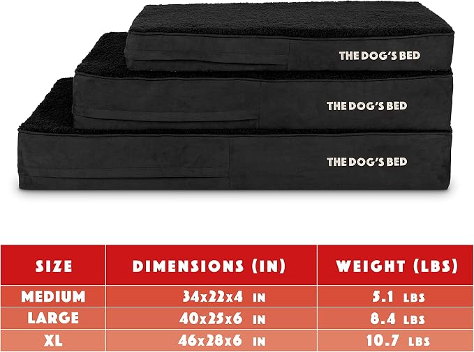 The Dog’s Bed Replacement Outer Cover, Plush Fabric, Black Plush, Large, 6-Inch