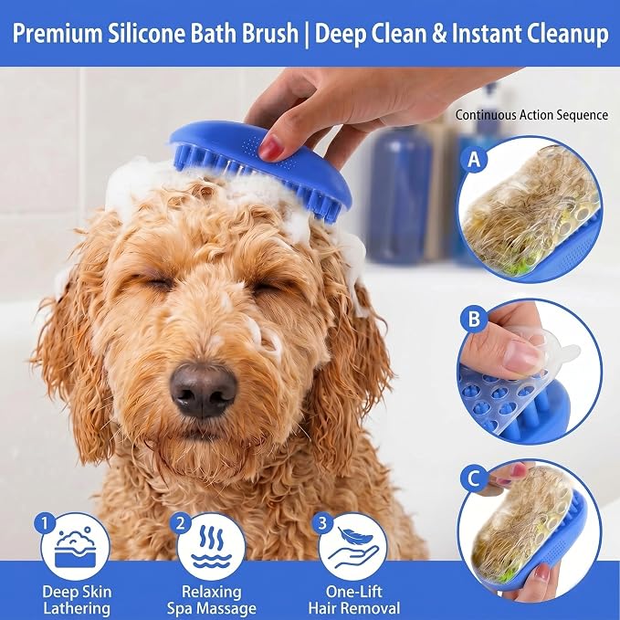 Self Cleaning Slicker Brush for Dog - 5 PCS Dog Brush Grooming Kit,Undercoat Rake Brush Comb for Small Large Dogs Cats, Dog Hair Brush Set, Grooming Deshedding at Home or Travel, Blue