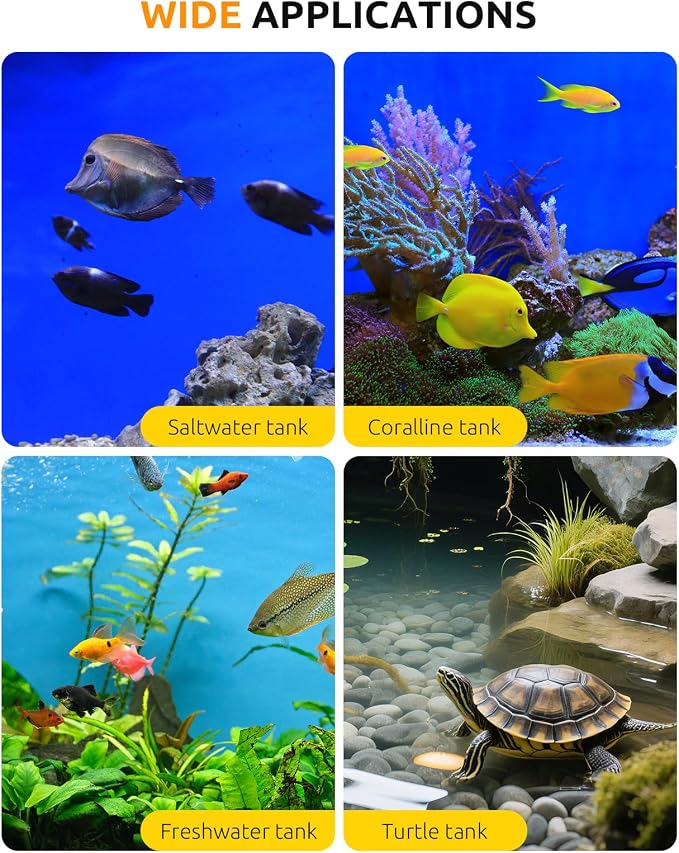 SEAOURA Aquarium Heater, 300W Fish Tank Heater for 50-60 Gallon, Submersible Heater for Aquarium with Over-Temperature Protection, Intelligent Controller & Auto Power-Off