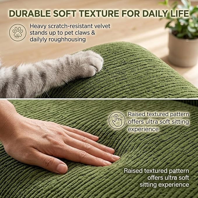 Velvet Sofa Cover with Skirt,Full Coverage Non-Slip Couch Slipcover, Soft Textured Furniture Protector for Living Room with Free Pet Lint Remover Roller(Dark Gray,4-Seater)