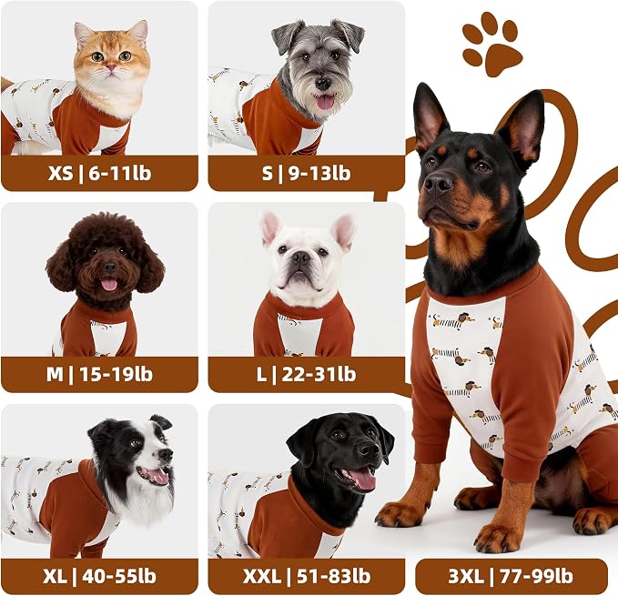 Dog Recovery Suit After Spay-Prevents Lick & Shed (Brown,L) | Soft, Breathable cotton onesie protects abdominal surgical areas by preventing licking,scratching,and shedding