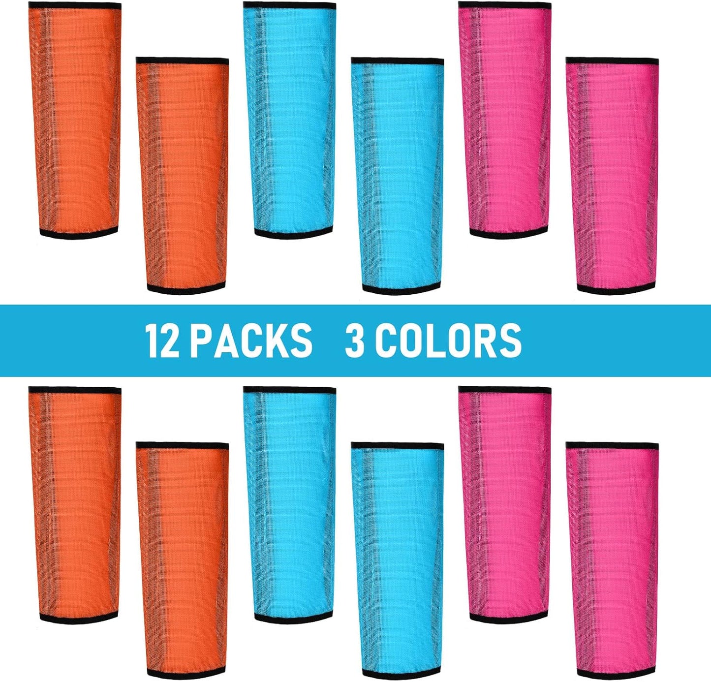 Jexine 12 Fly Boots for Horse Set of 12 Loose Breathable Mesh Horse Fly Sheets Protective Horse Leg Wraps Leggings for Preventing Flies and Mosquitoes Bites (Pink, Blue, Orange)