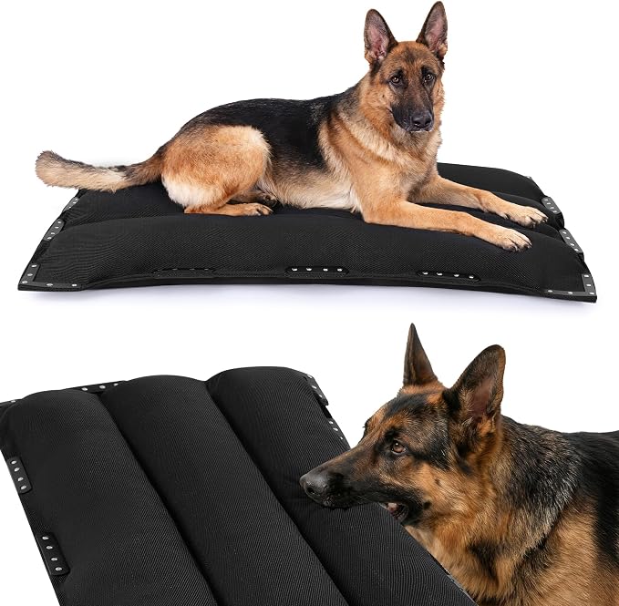 MABOZOO Chew-Proof Dog Bed with Metal Rivets, Durable Kennel Mat for Aggressive Chewers, Waterproof Crate Pad with Shredded Foam Fill for Large Dogs, (Indoor/Outdoor Use)