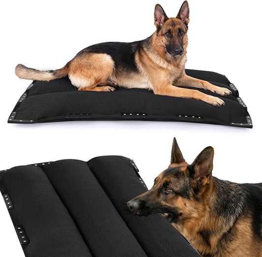 MABOZOO Chew-Proof Dog Bed with Metal Rivets, Durable Kennel Mat for Aggressive Chewers, Waterproof Crate Pad with Shredded Foam Fill for Medium Dogs (Indoor/Outdoor Use)
