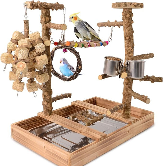 Bird Perch Stand, Multi-Layer Bird Playground, Parrot Cockatoo Parakeet Chew Toys