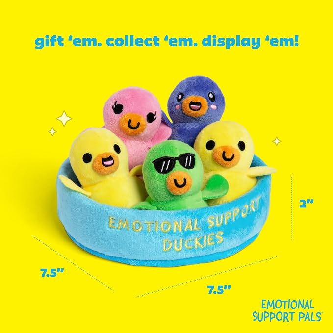 Emotional Support Pals Duckies by Relatable - Cute Stuffed Animals and Toys, Squishy Toys and Plushies, Great Gift Ideas for Loved Ones of All Ages - Includes 5 Plushies with Plush Carrying Basket