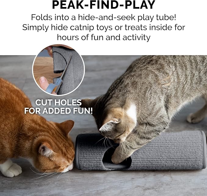 Furhaven Wrap Around Scratching Post Cover for Indoor Cats, Fits Posts Up to 3.5" Diameter, Durable & Less Mess - Tiger Tough Carpet Scratch Mat - Gray, Extra Large/XL