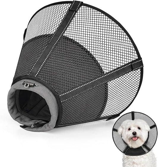 Dog Cone Collar After Surgery to Stop Licking: Soft Grid Recovery Collar with Detachable Pad, Elizabeth Cone Alternative for Large Medium, Small Dogs, Normal Eating and Drinking,XS