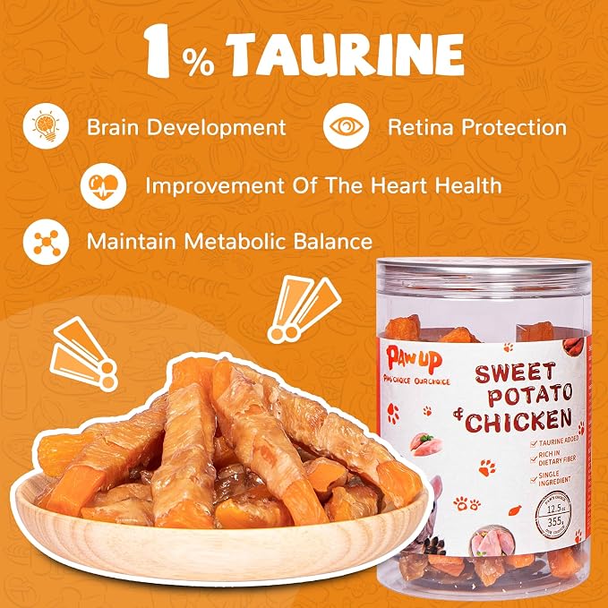PAWUP Sweet Potatoes Strips &Chicken Wrapped Sweet Potato Dog Treats, Chewy Sticks for Small & Medium Dogs, Easy to Digest, 12.5oz