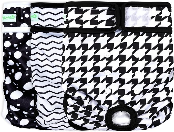 wegreeco Washable Reusable Premium Dog Diapers,Pack of 3,Small Dog Puppy & Doggy Diapers Female,Dog Period Panties Diapers Female in Heat